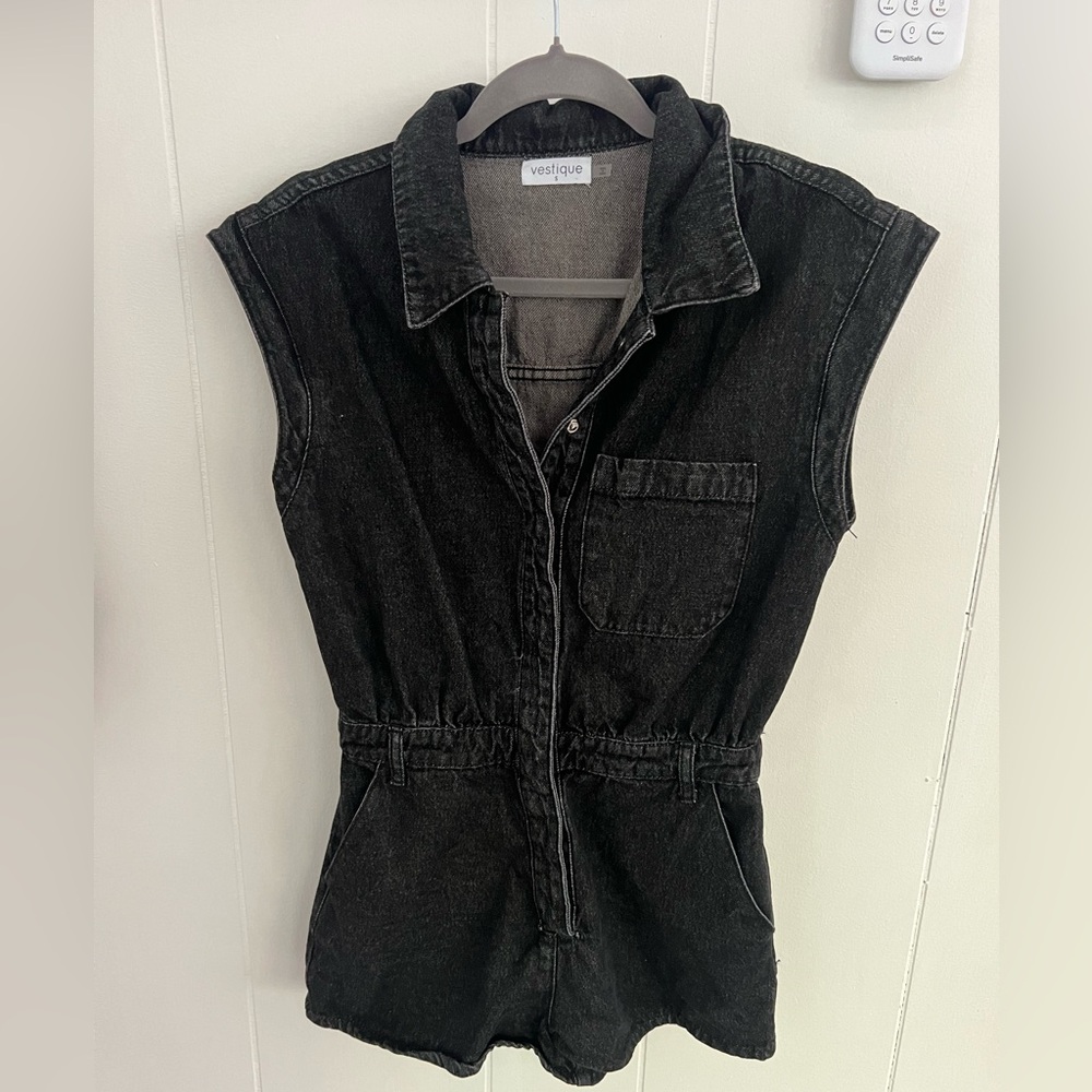 Vestique Denim Romper in Black denim Size S